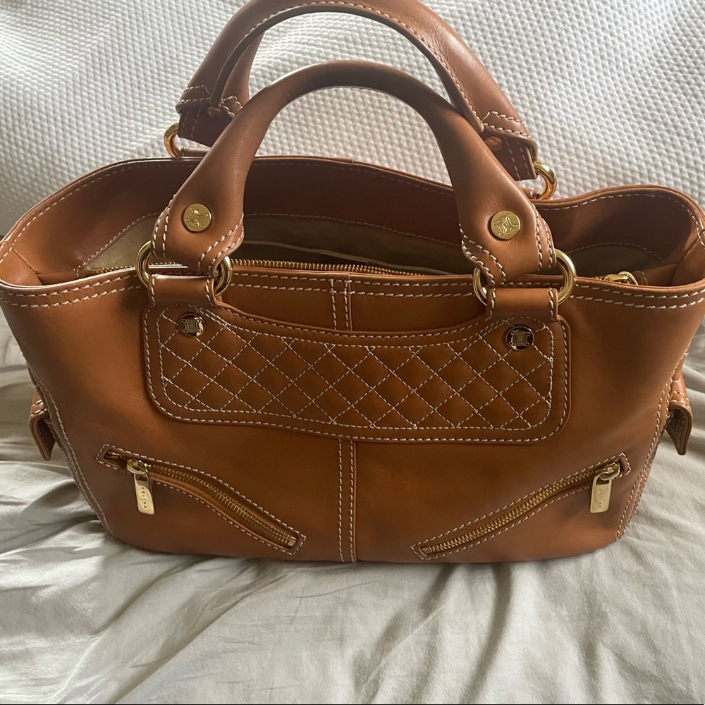 Celine leather boogie bag camel with gold hardware authentic guaranteed